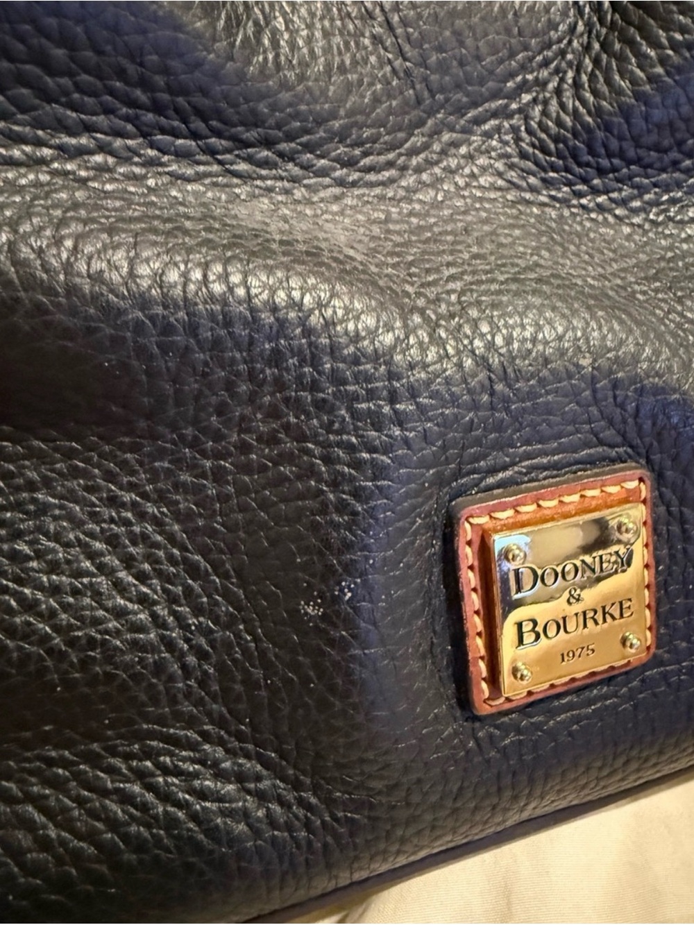 Dooney & Bourke Black Pebble Leather Satchel Handbag Brown Trim - Picture 13 of 13